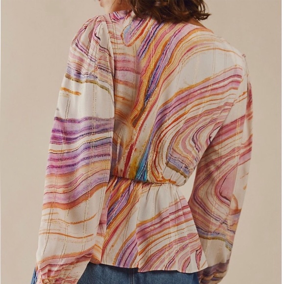 Rococo Sand x Free People Eira S & Lg Purple Pink Swirl Faux Wrap Silky Metallic - Picture 8 of 9